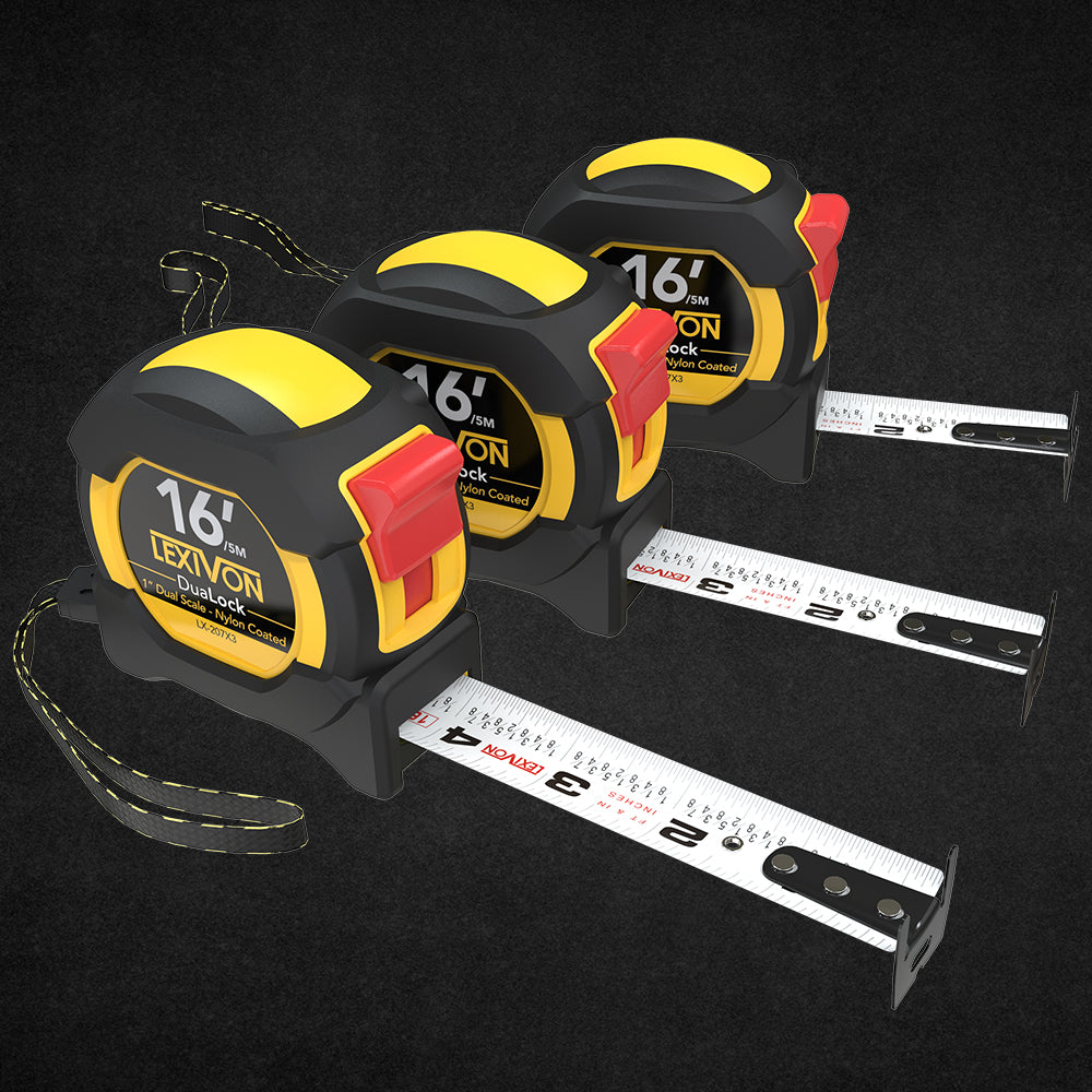 LEXIVON [2-Pack] 16Ft/5m DuaLock Tape Measure