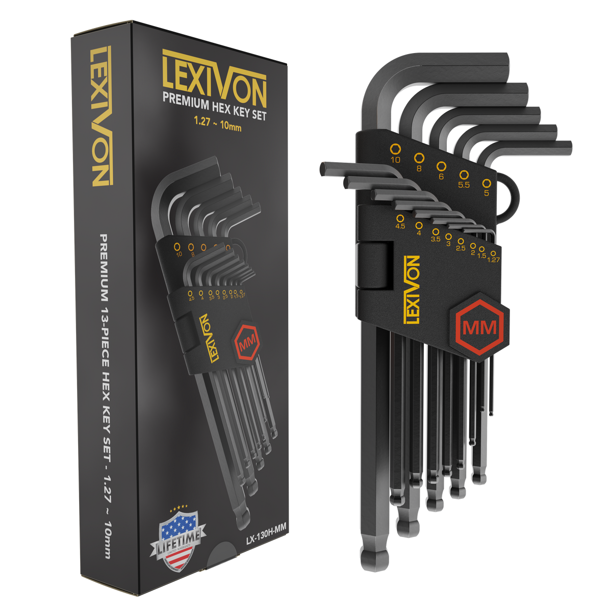 LEXIVON Allen Wrench Set, 13-Piece Premium Metric Hex Keys, L