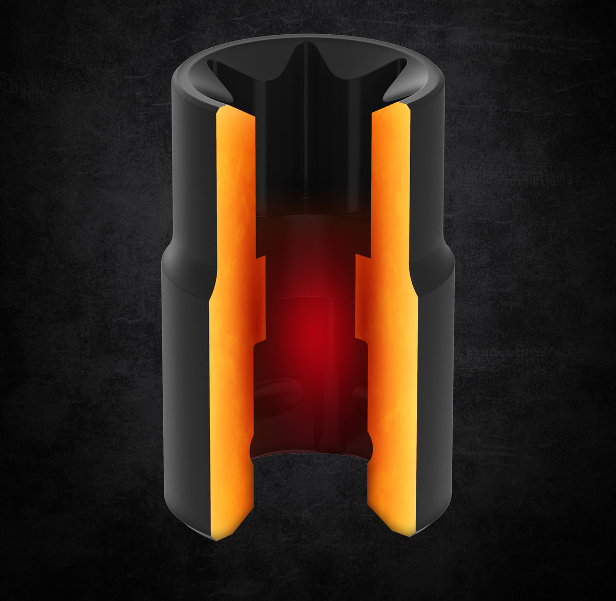 LX-147 manufacturer cutaway render showing the external star socket wall and recess