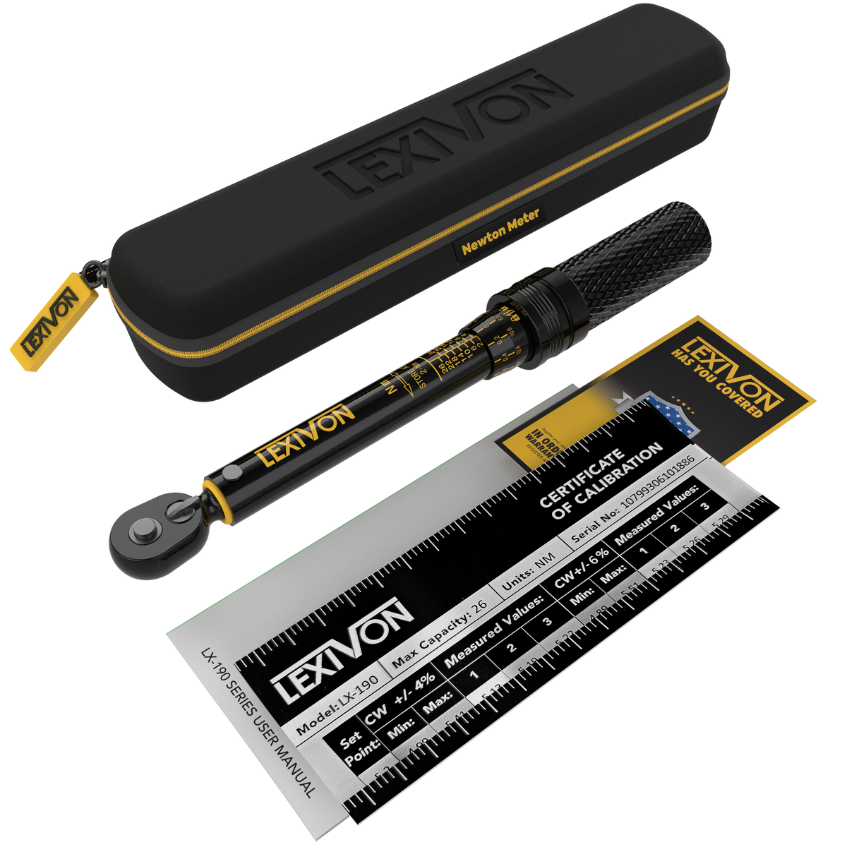 LX-190 wrench, closed zippered case and calibration certificate