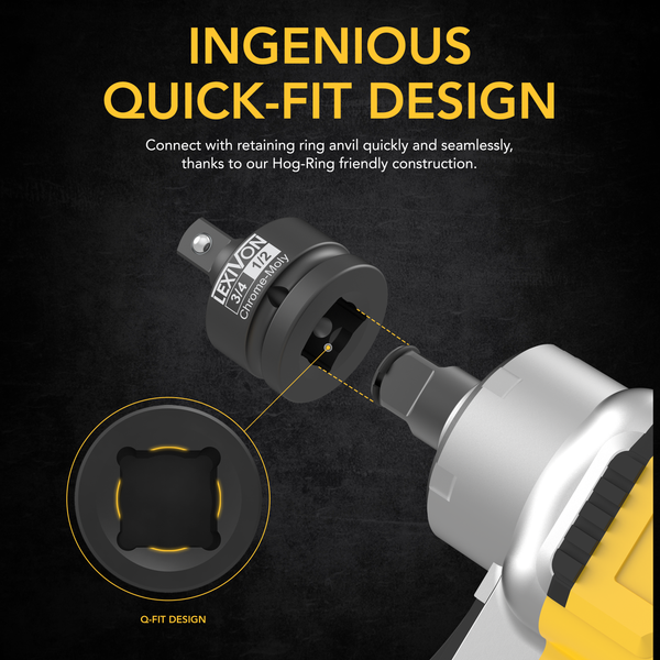 3/4-Inch Impact Socket Adapter, 3/4" Female x 1/2" Male Reducer | Chrome-Molybdenum alloy steel = Fully Impact Rated (LX-402)