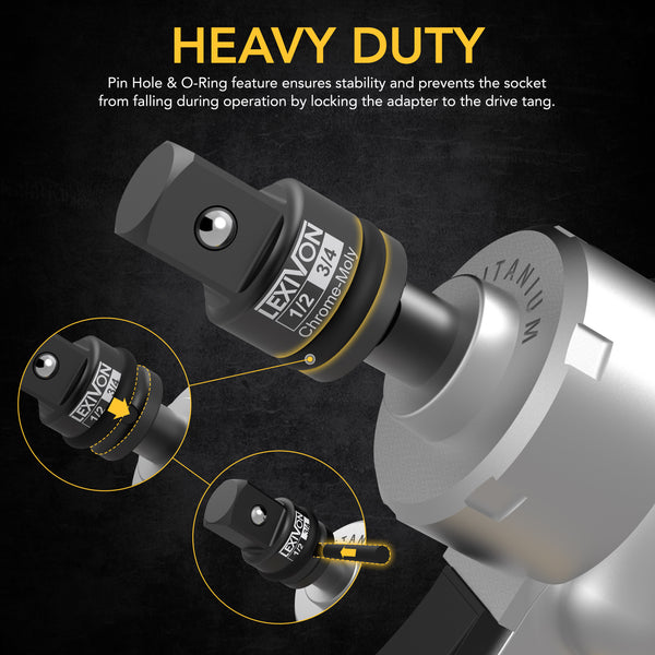 1/2" & 3/4" Impact Socket Adapter, 2-Piece Set | 1/2" ~ 3/4" Reducer and Increaser (LX-403)