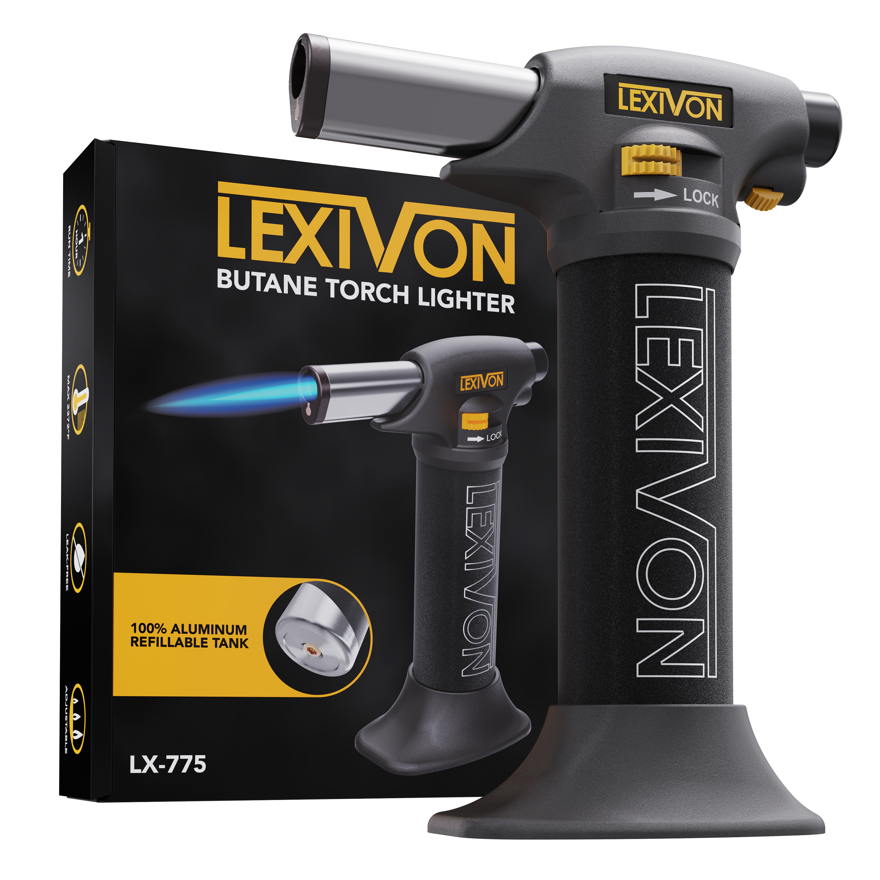 LX-775 Refillable Butane Torch With Adjustable Flame – Lexivon.com
