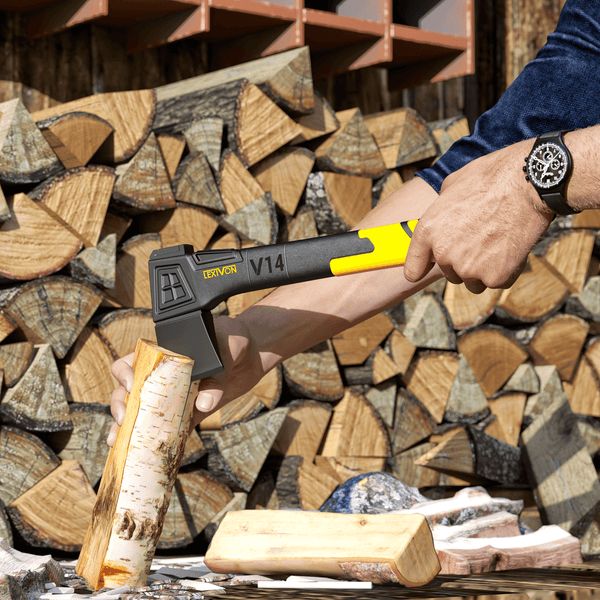 LEXIVON V14 Camping Hatchet, 14-Inch Axe | Ergonomic TPR Grip, Lightweight Fiber-glass Composite Handle | Protective Carrying Sheath Included (LX-V14)