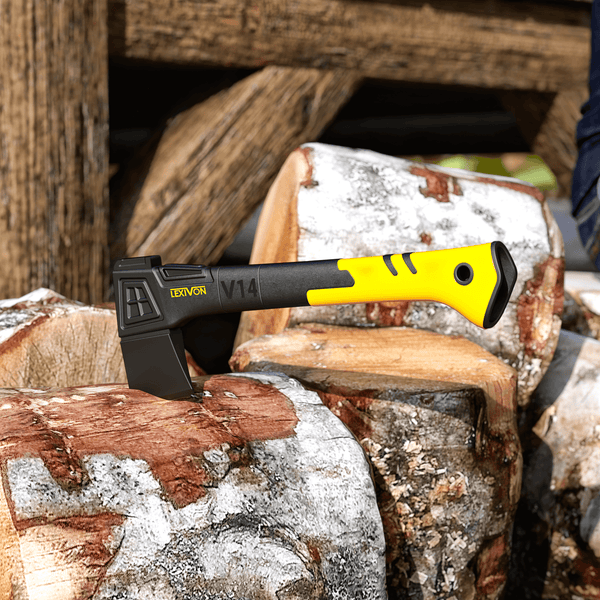 LEXIVON V14 Camping Hatchet, 14-Inch Axe | Ergonomic TPR Grip, Lightweight Fiber-glass Composite Handle | Protective Carrying Sheath Included (LX-V14)