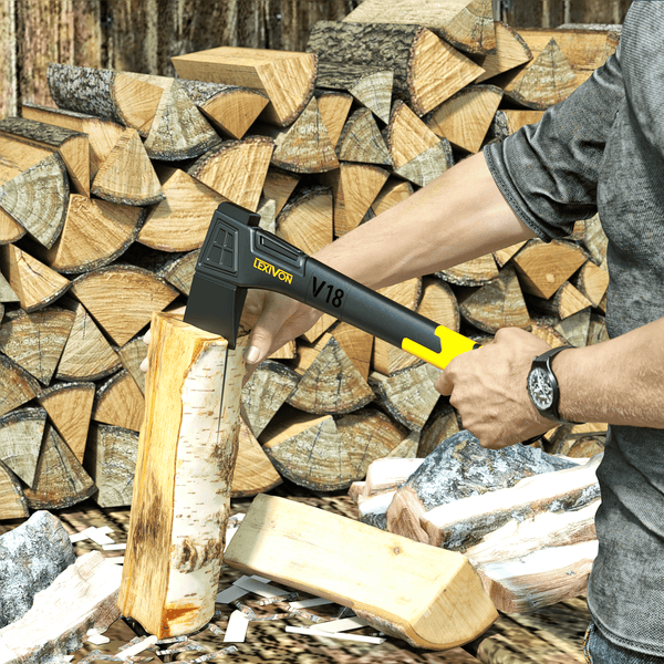 LEXIVON V18 Chopping Axe, 18-Inch Lightweight Fiber-glass Composite Handle & Ergonomic TPR Grip | Protective Carrying Sheath Included (LX-V18)