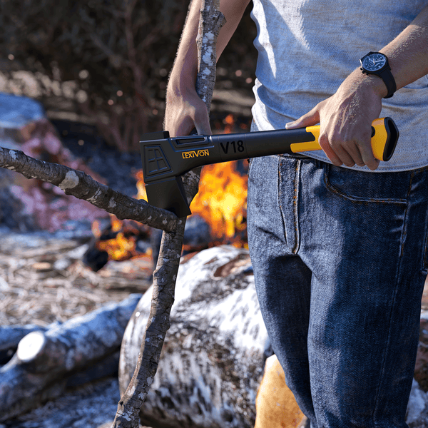 LEXIVON V18 Chopping Axe, 18-Inch Lightweight Fiber-glass Composite Handle & Ergonomic TPR Grip | Protective Carrying Sheath Included (LX-V18)
