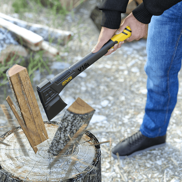 LEXIVON V18s Splitting Axe, 18-Inch Lightweight Fiber-glass Composite Handle & Ergonomic TPR Grip | Protective Carrying Sheath Included (LX-V18s)