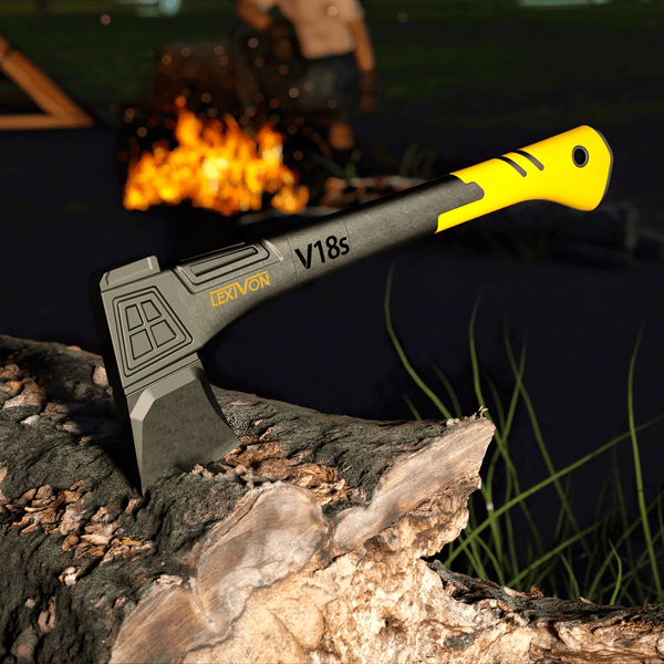 LEXIVON V18s Splitting Axe, 18-Inch Lightweight Fiber-glass Composite Handle & Ergonomic TPR Grip | Protective Carrying Sheath Included (LX-V18s)