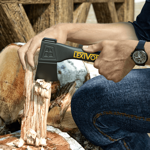LEXIVON V9 Camping Hatchet, 9-Inch Axe | Ergonomic Grip, Lightweight Fiber-glass Composite Handle | Protective Carrying Sheath Included (LX-V9)