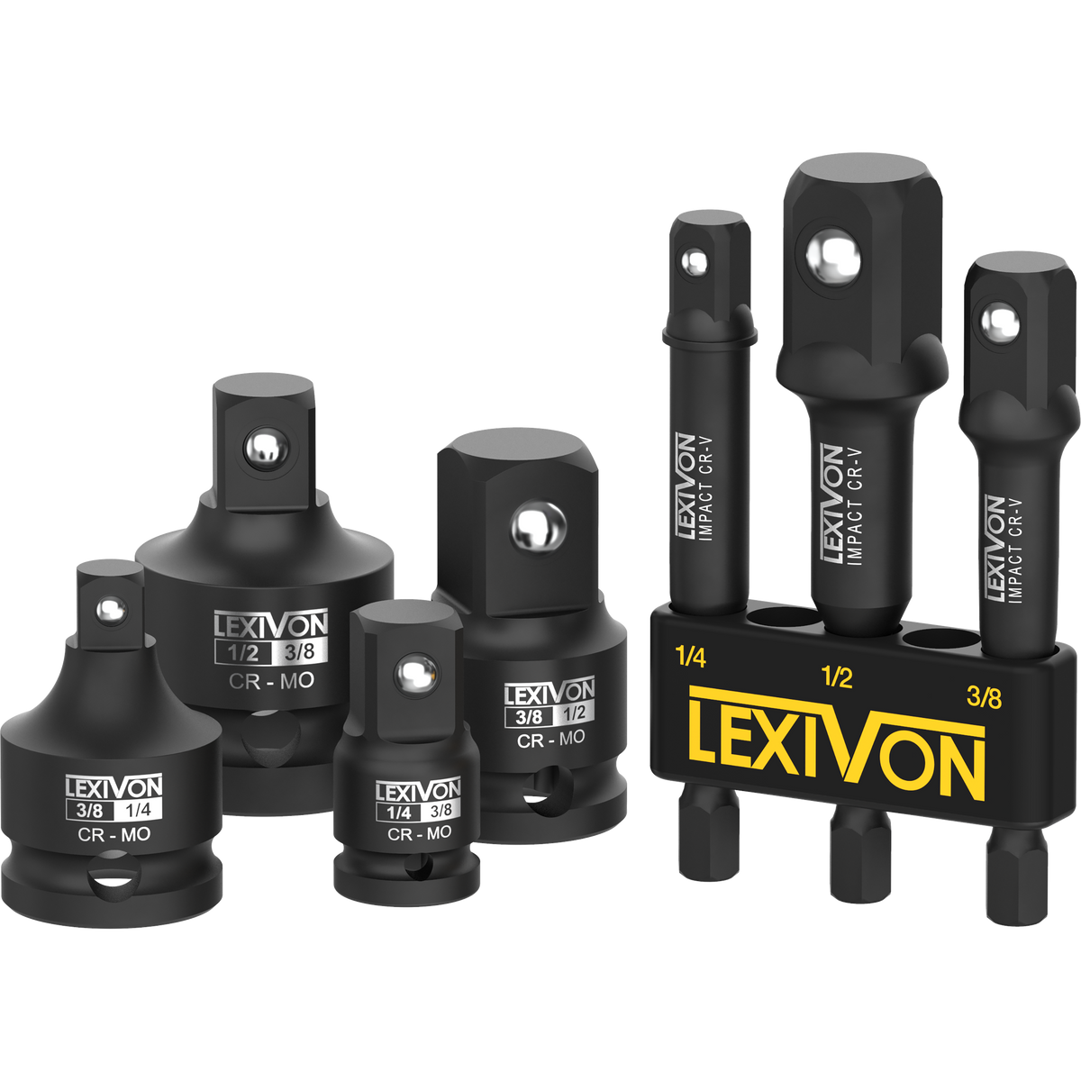 Impact Socket Adapter Combo Kit, 7-piece Increaser, Reducer