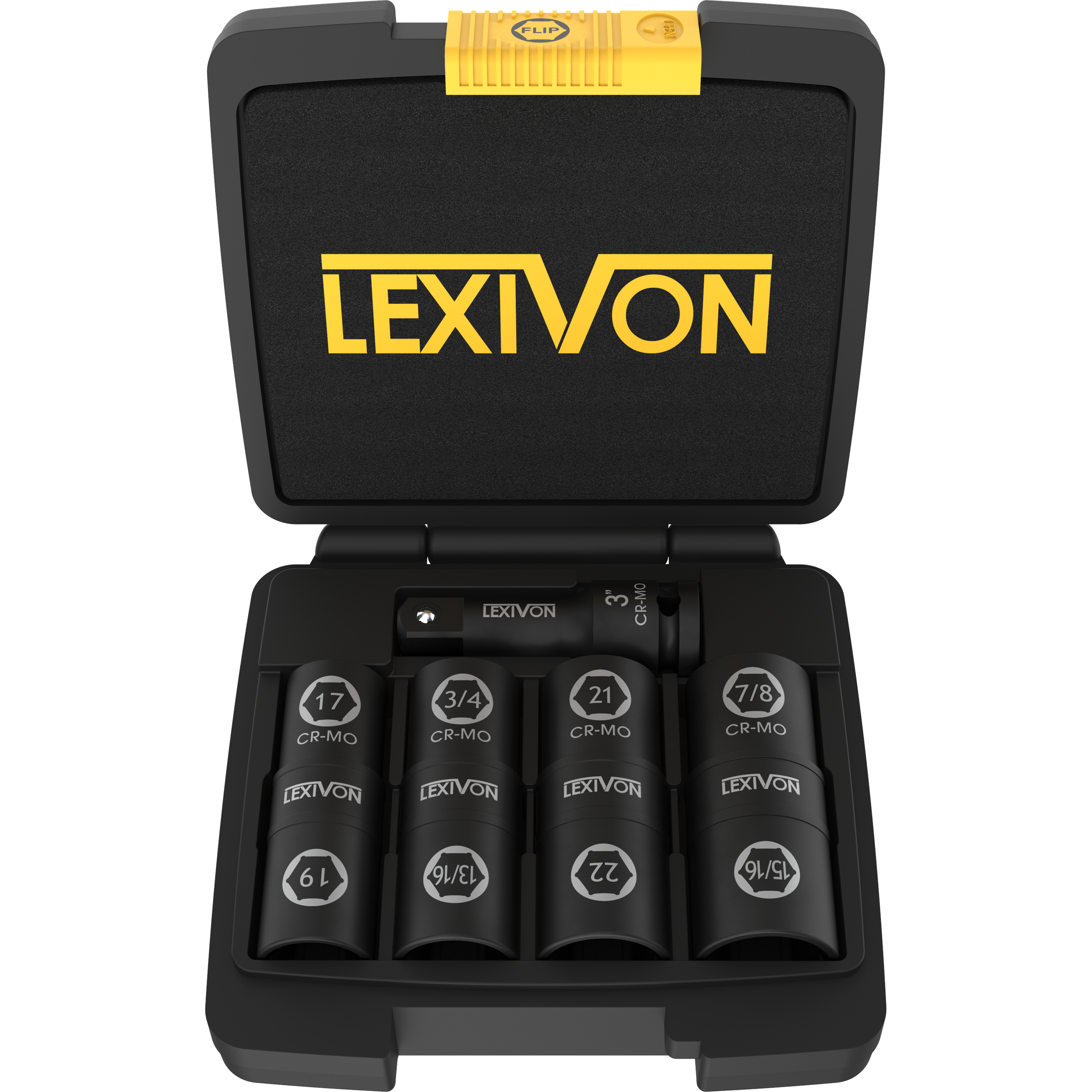 LX-110 1/2-Inch Drive Eight-Size Flip Socket Set – Lexivon.com