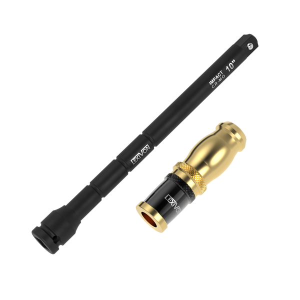 1/2" Impact Driver Speed Collar 10" Impact Extension Bar | Adjustable 3-Position Aluminum Spinning Handle, Cr-Mo Steel Extension = Fully Impact Grade (LX-116)