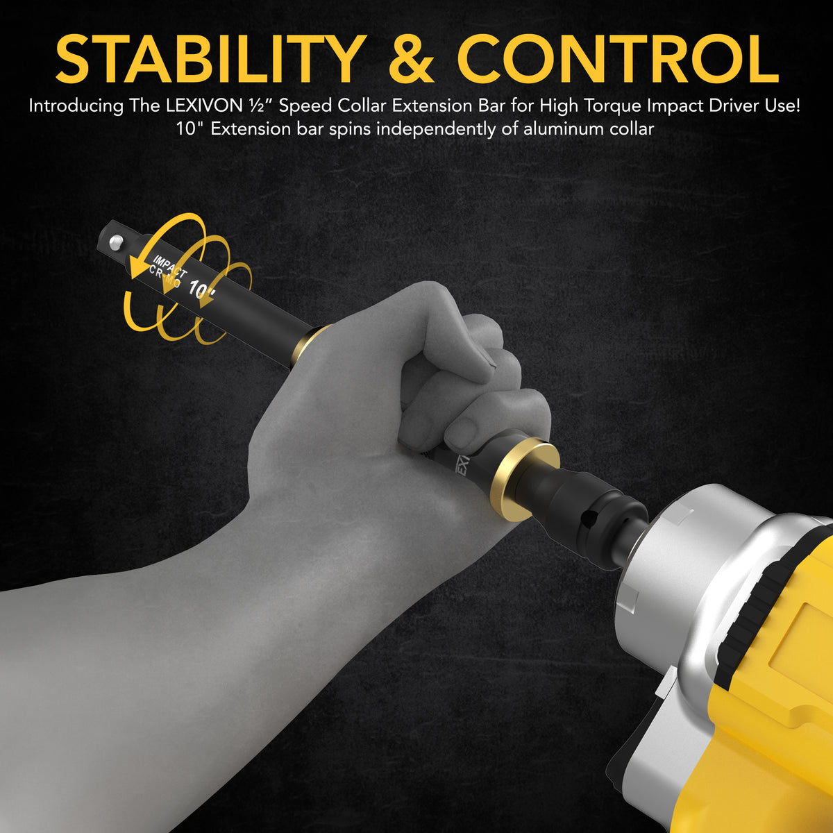 1/2" Impact Driver Speed Collar 10" Impact Extension Bar Adjustable