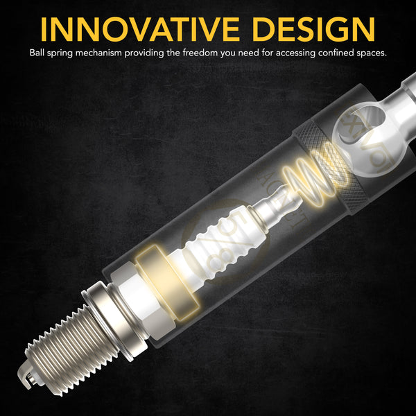 5/8" Swivel Magnetic Spark Plug Socket, 3/8" Drive x 10" Total Length | Enhanced Magnetic Design With Thin Wall Socket, Cr-v Steel (LX-122)