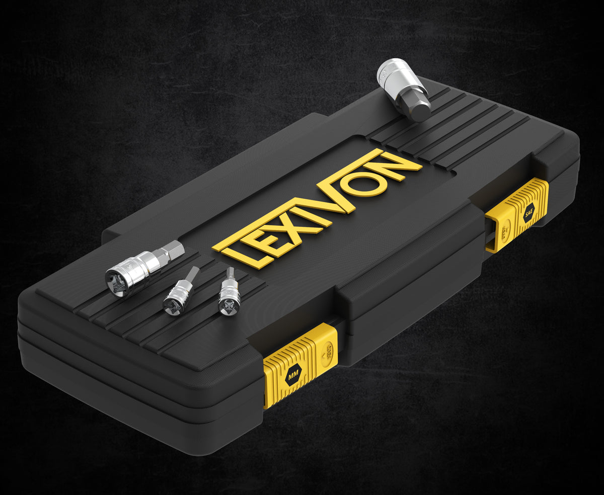 LX-144 storage case with sockets resting on its lid