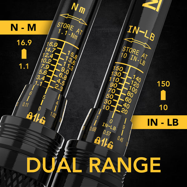Inch Pound Torque Wrench 1/4-Inch Dr. | 72-Tooth Gear Dual-Direction Click Type | Micro-Adjustment 10~150 in-lb (1.1~16.9 Nm) | Zippered Protective Case (LX-180)