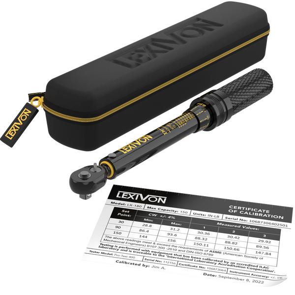 Inch Pound Torque Wrench 1/4-Inch Dr. | 72-Tooth Gear Dual-Direction Click Type | Micro-Adjustment 10~150 in-lb (1.1~16.9 Nm) | Zippered Protective Case (LX-180)