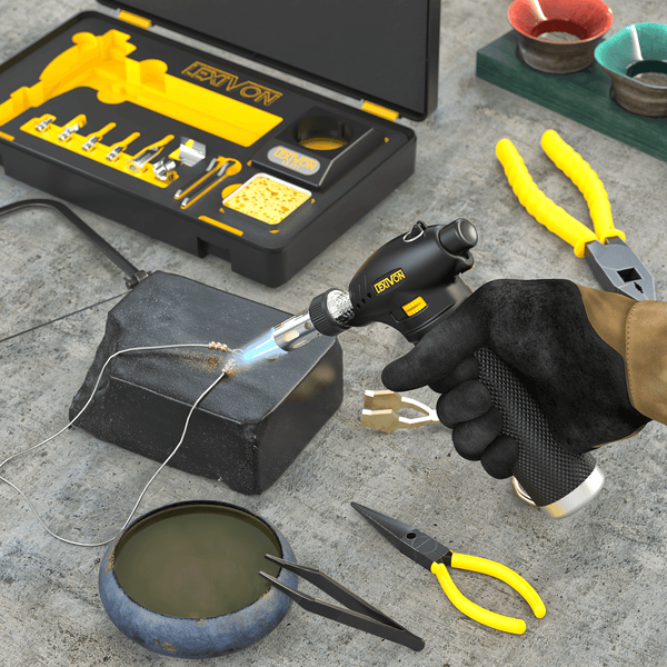Butane Torch Multi-Function Kit | Premium Self-Igniting Soldering Station with Adjustable Flame | Pro Grade 125-Watt Equivalent (LX-771)