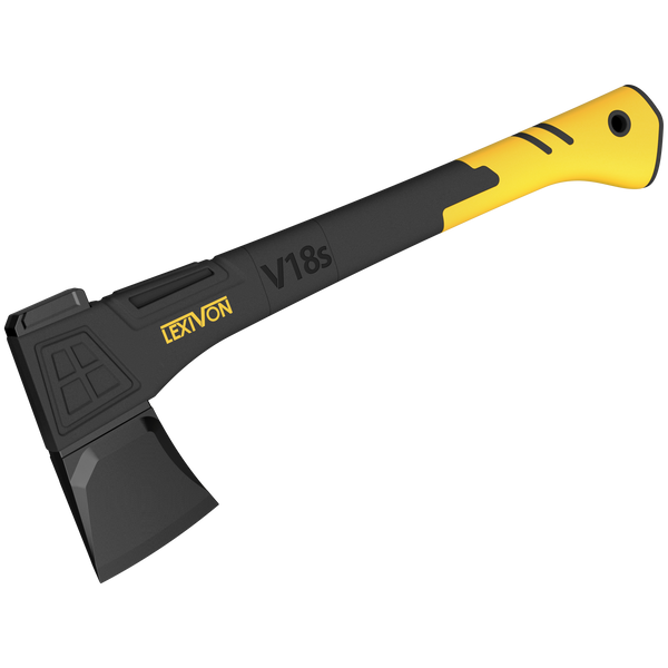 LEXIVON V18s Splitting Axe, 18-Inch Lightweight Fiber-glass Composite Handle & Ergonomic TPR Grip | Protective Carrying Sheath Included (LX-V18s)