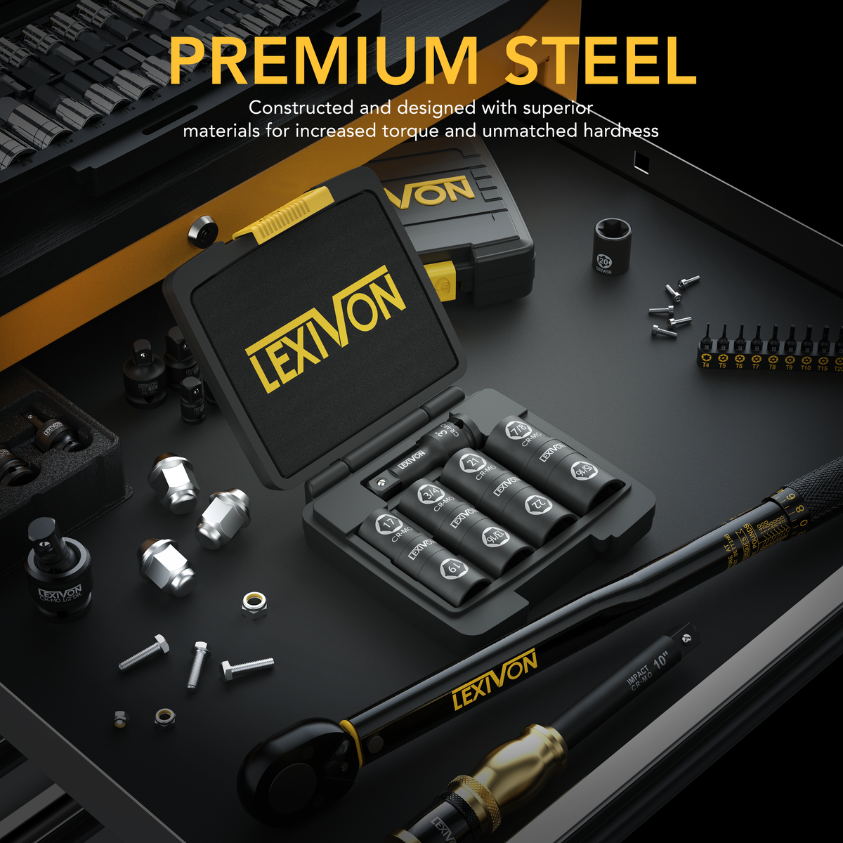 Lug Nut Impact Socket Set, 1/2-Inch Drive | Innovative 8-IN-4 Flip