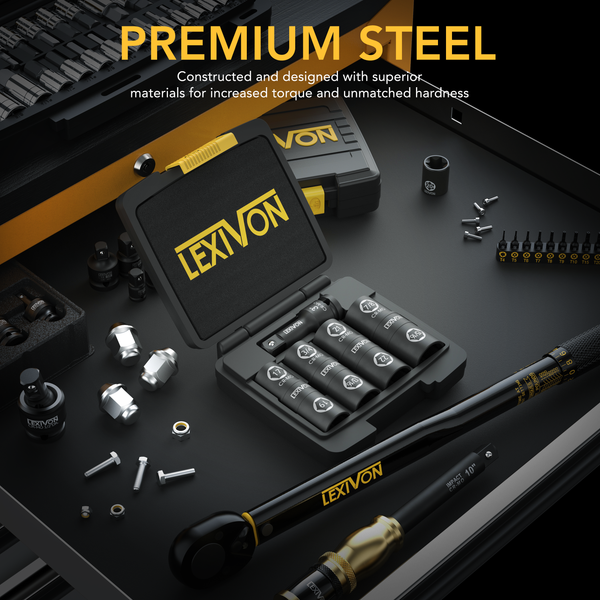 Lug Nut Impact Socket Set, 1/2-Inch Drive | Innovative 8-IN-4 Flip Socket Design, Covers Most Commonly Used Inch & Metric Wheel Nuts | Cr-Mo Steel = Full Impact Grade (LX-110)