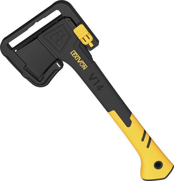 LEXIVON V14 Camping Hatchet, 14-Inch Axe | Ergonomic TPR Grip, Lightweight Fiber-glass Composite Handle | Protective Carrying Sheath Included (LX-V14)
