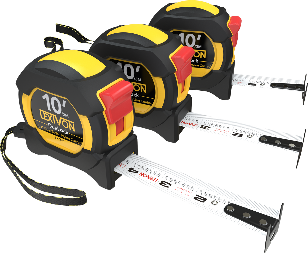 LX-203 [3-Pack] 10Ft/3m DuaLock Tape Measure, image 8