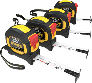 LEXIVON [4-Pack] 25Ft/7.5m DuaLock Tape Measure | 1-Inch Wide