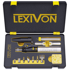 Butane Soldering Iron Multi-Purpose Kit | Cordless Self-Igniting Adjustable Flame 7-Tip Set | Pro Grade (LX-770)