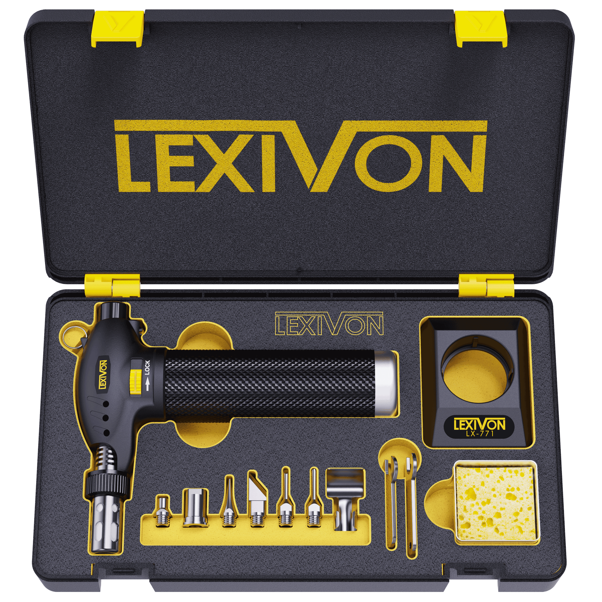 Butane Torch Multi-Function Kit | Premium Self-Igniting Soldering Station with Adjustable Flame | Pro Grade 125-Watt Equivalent (LX-771)