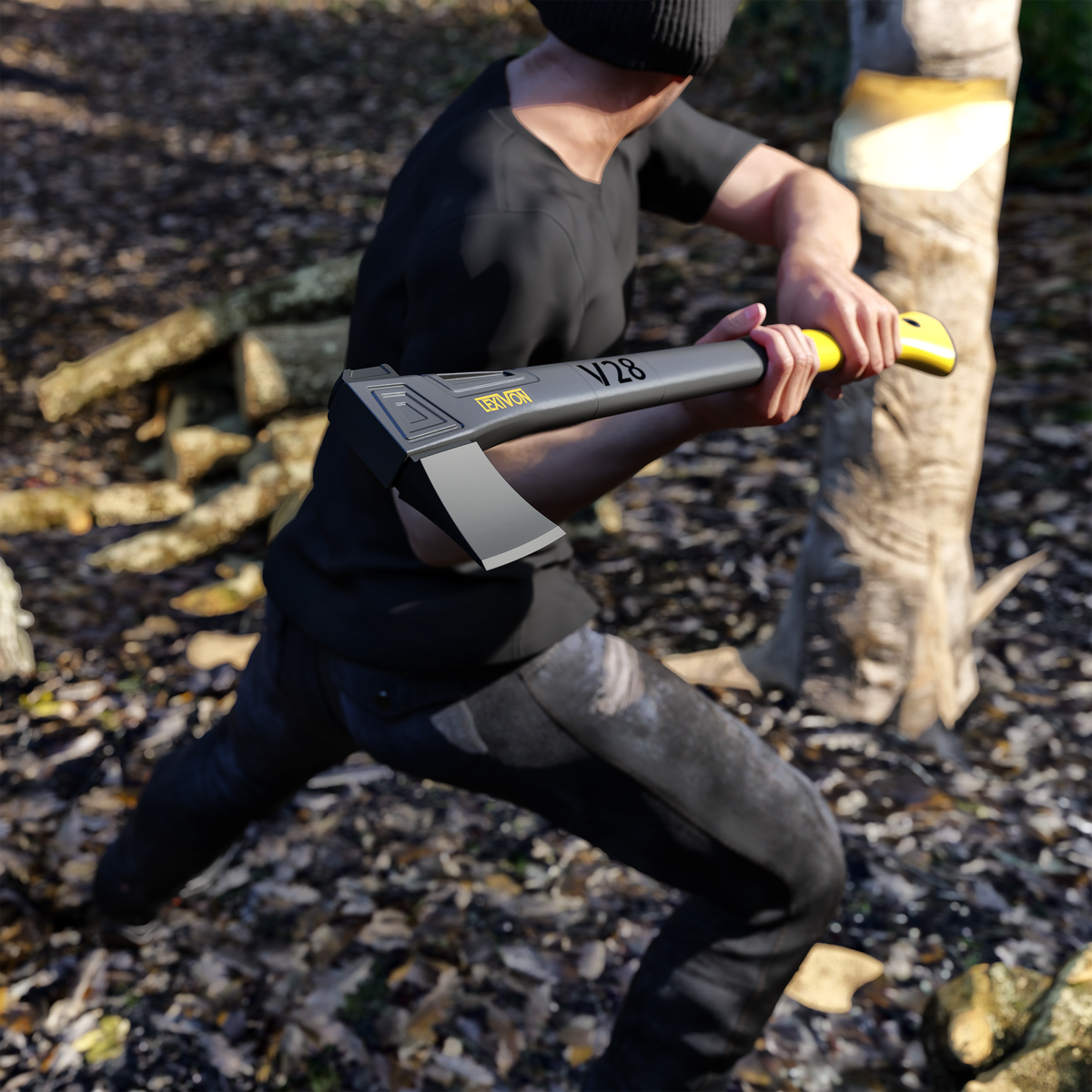 LX-V28 V28 Chopping Axe, 28-Inch Lightweight Fiber-glass Composite Handle & Ergonomic T, image 3