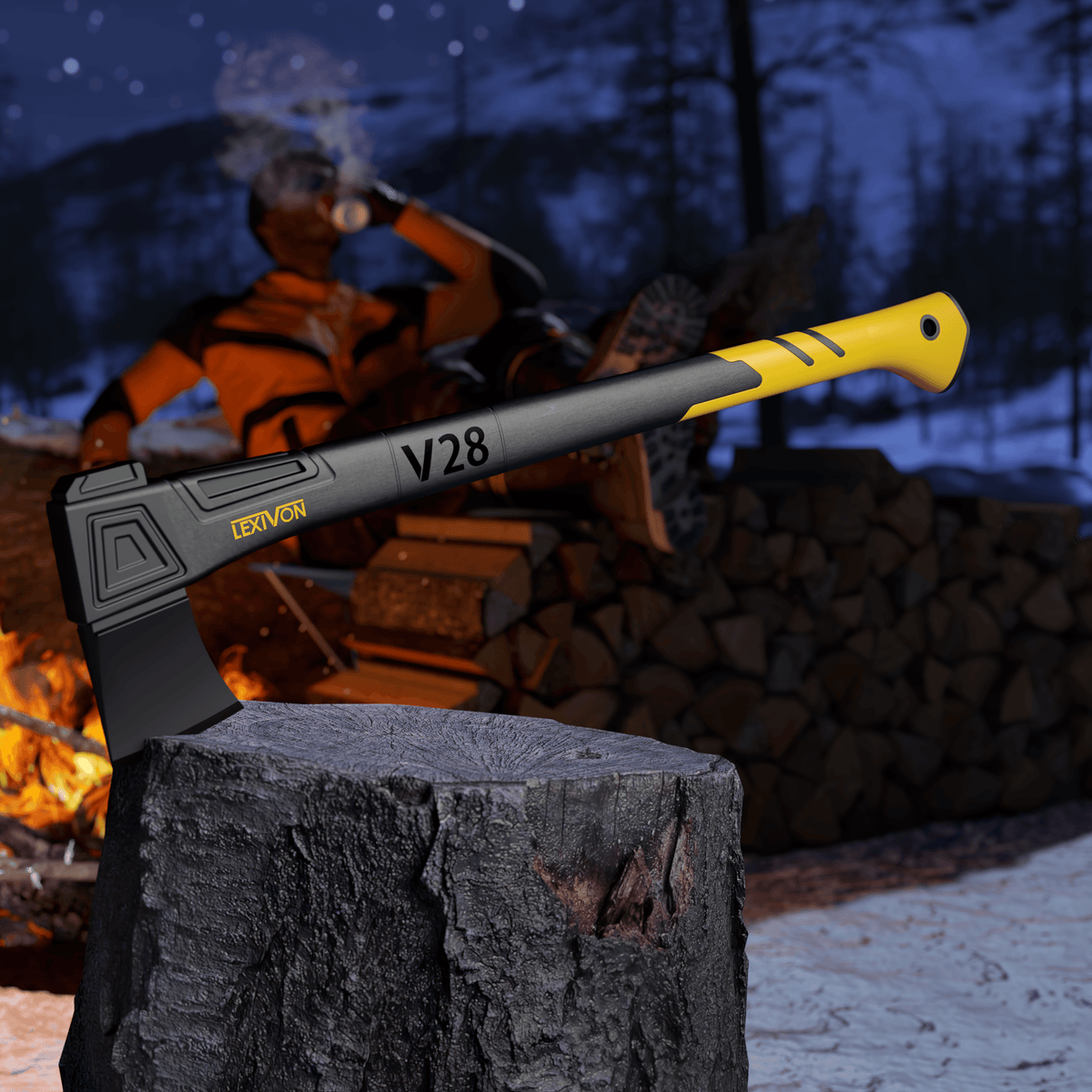 LX-V28 V28 Chopping Axe, 28-Inch Lightweight Fiber-glass Composite Handle & Ergonomic T, image 5