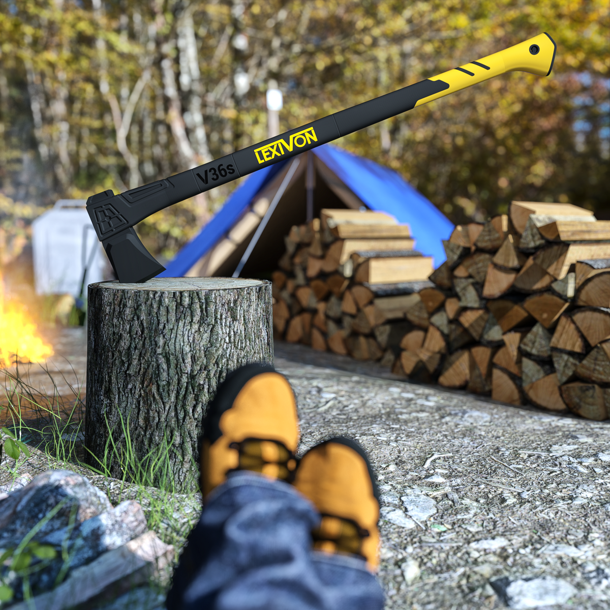 LX-V36S V36s Splitting Axe, 36-Inch Lightweight Fiberglass-Composite Handle & Ergonomic , image 5