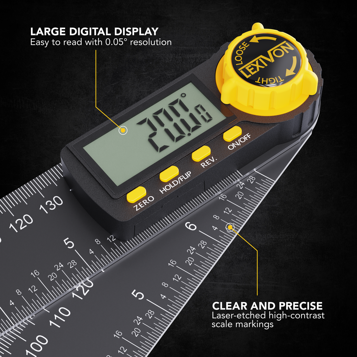 LX-DAF7 Aluminum Digital Angle Finder Gauge, 7-inch/180mm Multi-Purpose Protractor, Incl, image 2