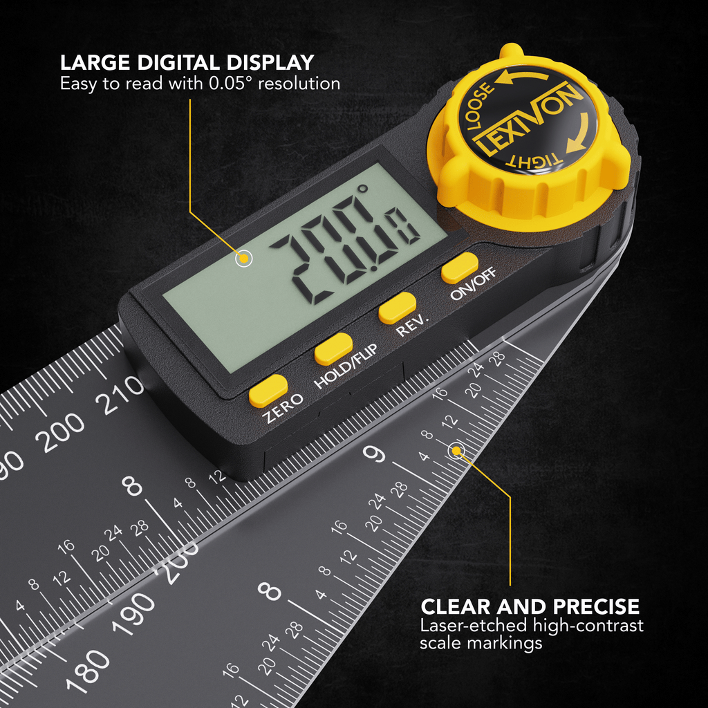 LX-DAF10 Aluminum Digital Angle Finder Gauge, 10-inch/250mm Multi-Purpose Protractor, Inc, image 2
