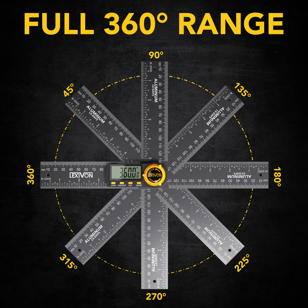 LX-DAF5 Aluminum Digital Angle Finder Gauge, 5-inch/130mm Multi-Purpose Protractor, Incl, image 3