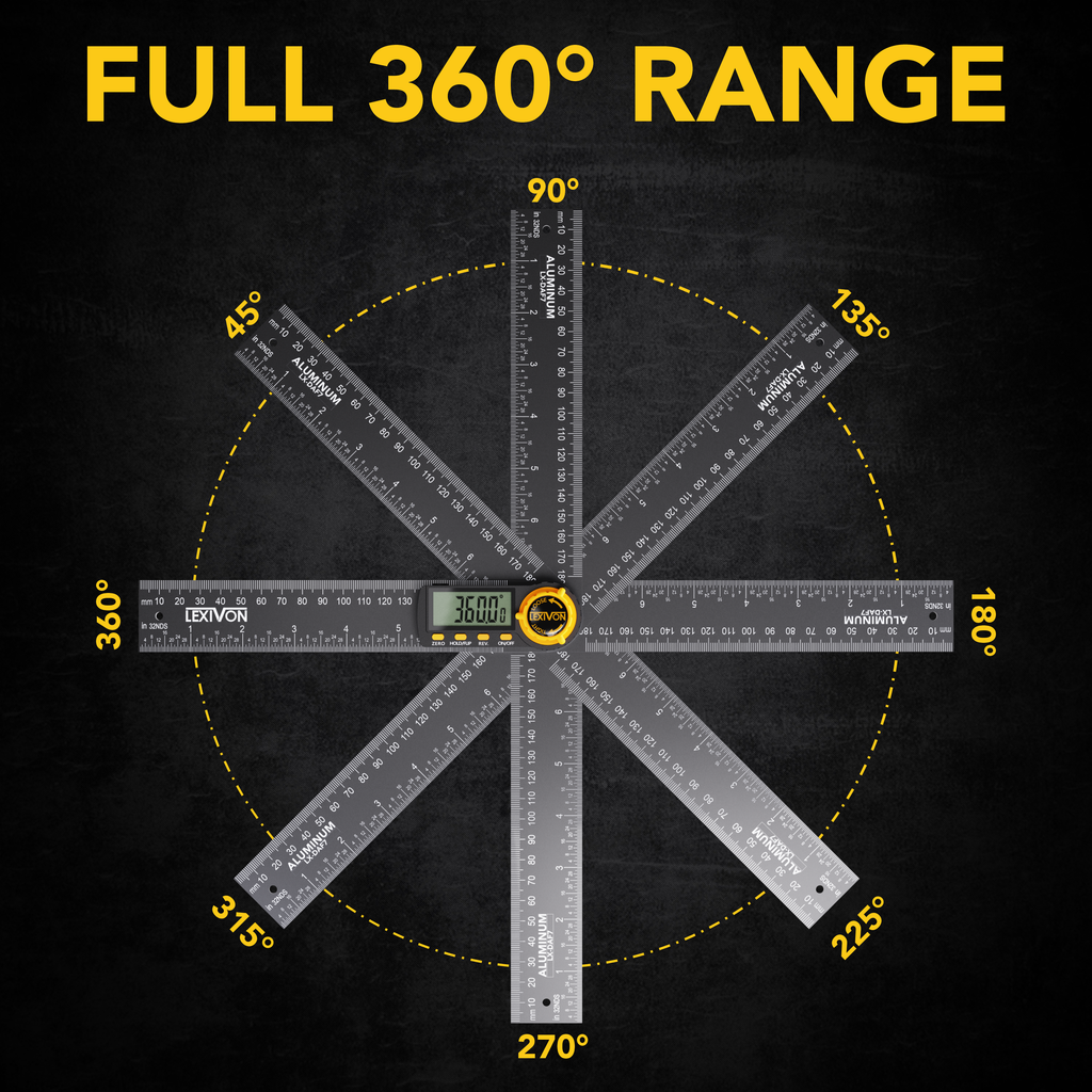 LX-DAF7 Aluminum Digital Angle Finder Gauge, 7-inch/180mm Multi-Purpose Protractor, Incl, image 3
