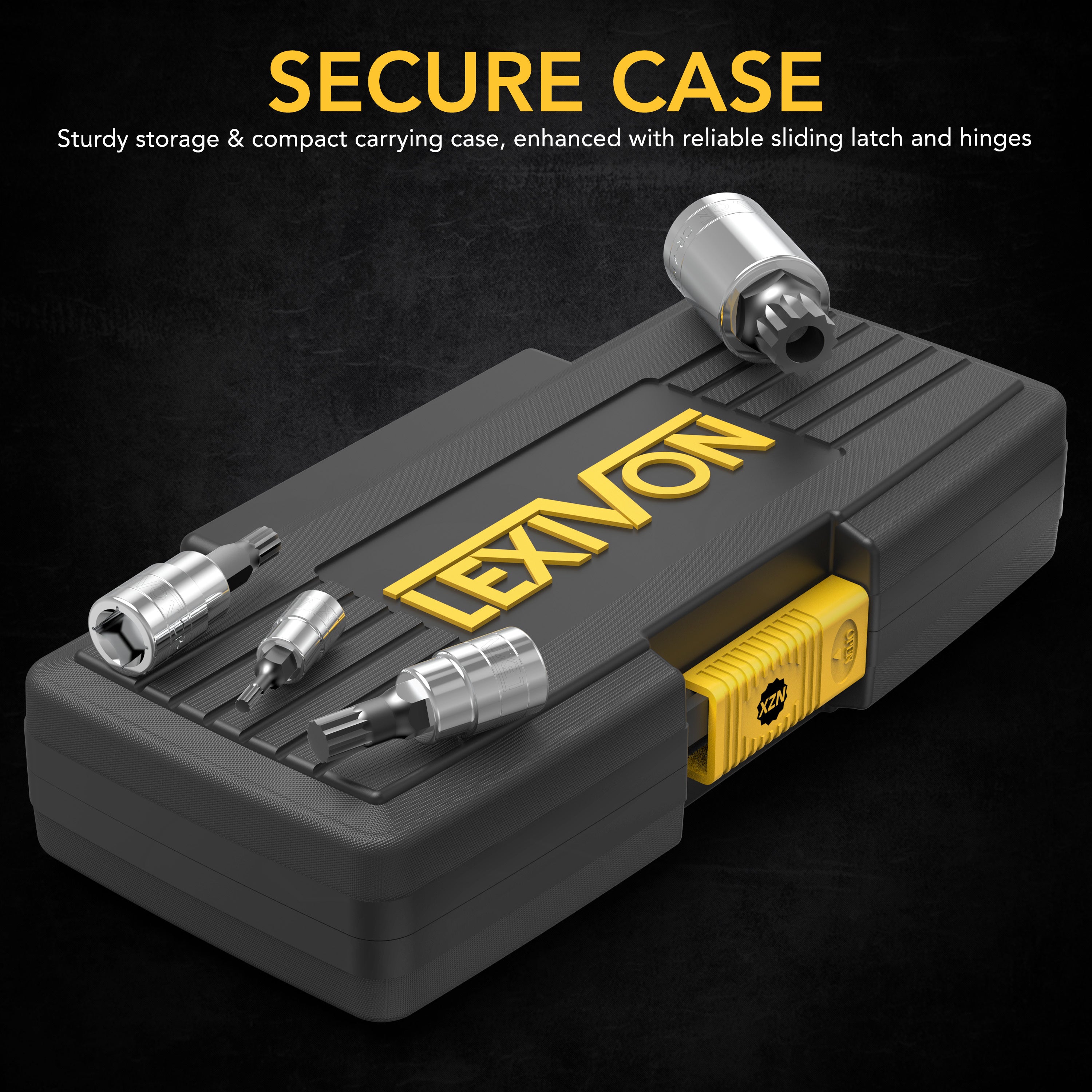 LX-145 storage case with sockets resting on its lid