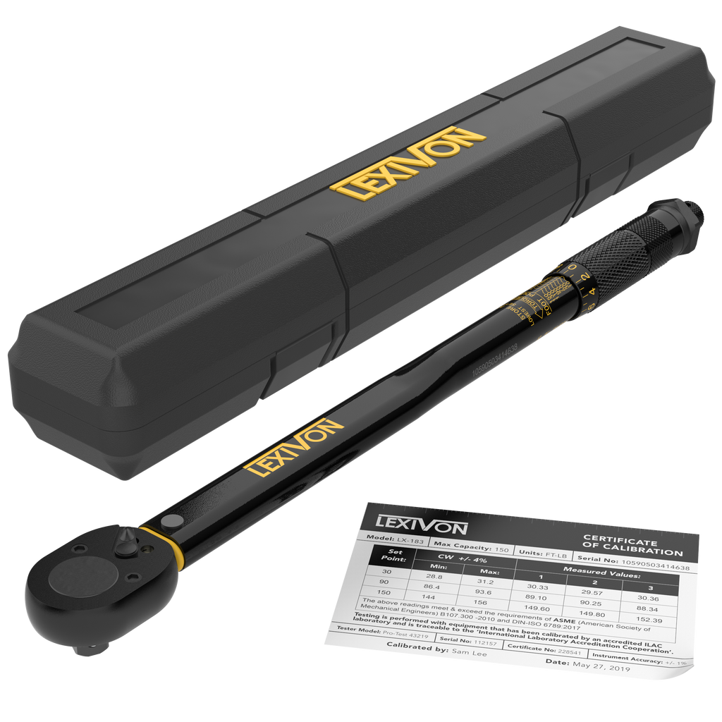 LX-183 1/2-Inch Click Torque Wrench, 10-150 ft-lb – Lexivon.com