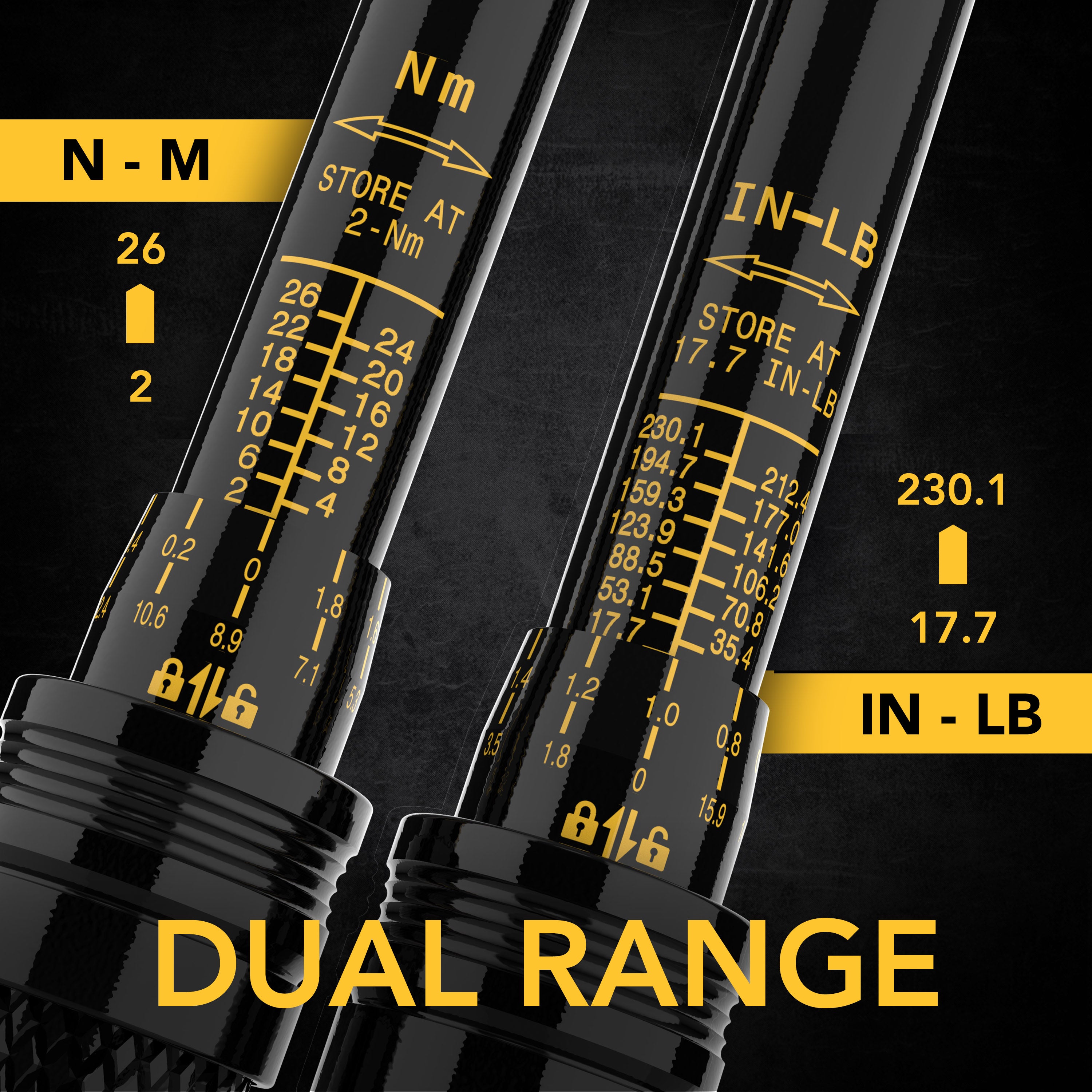 Micrometer scale and sliding locking collar on the LX-190 wrench