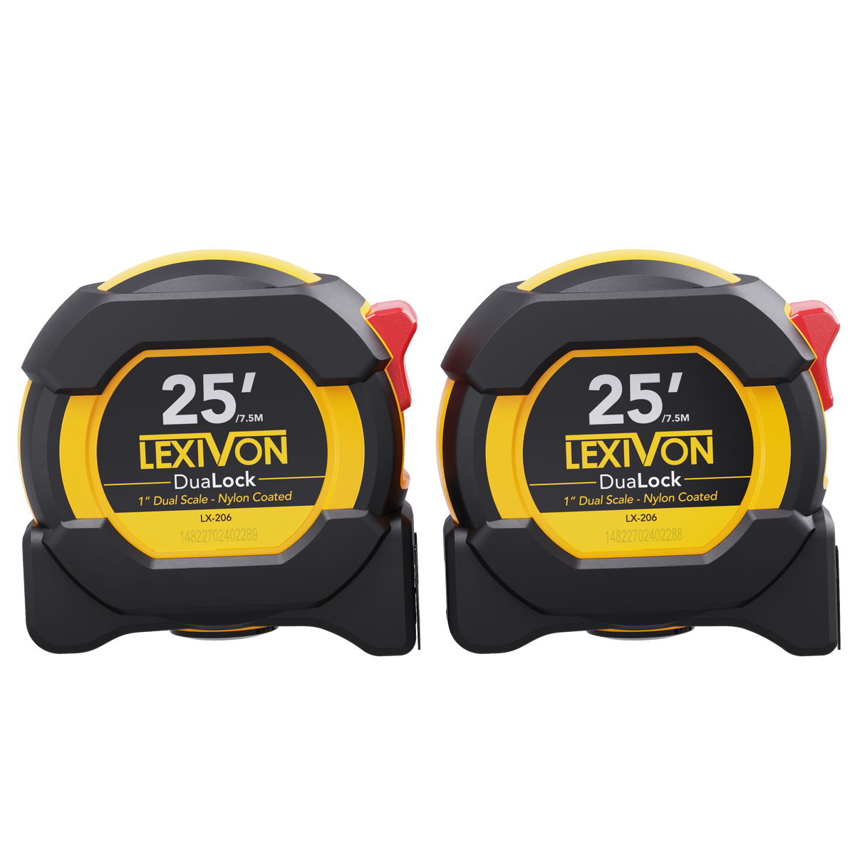 LX-202 [2-Pack] 25Ft/7.5m DuaLock Tape Measure, image 1