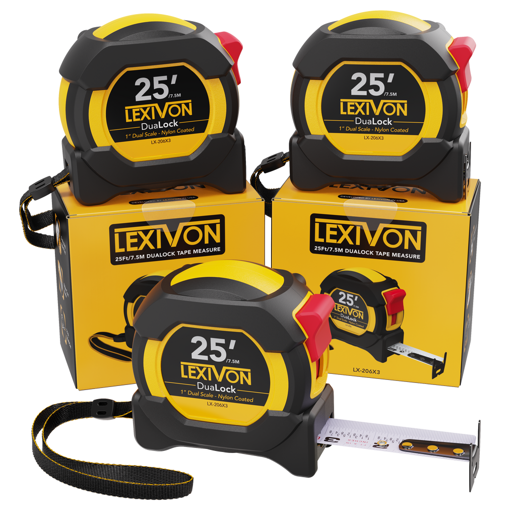 LX-206X3 [3-Pack] 25Ft/7.5m DuaLock Tape Measure, image 1