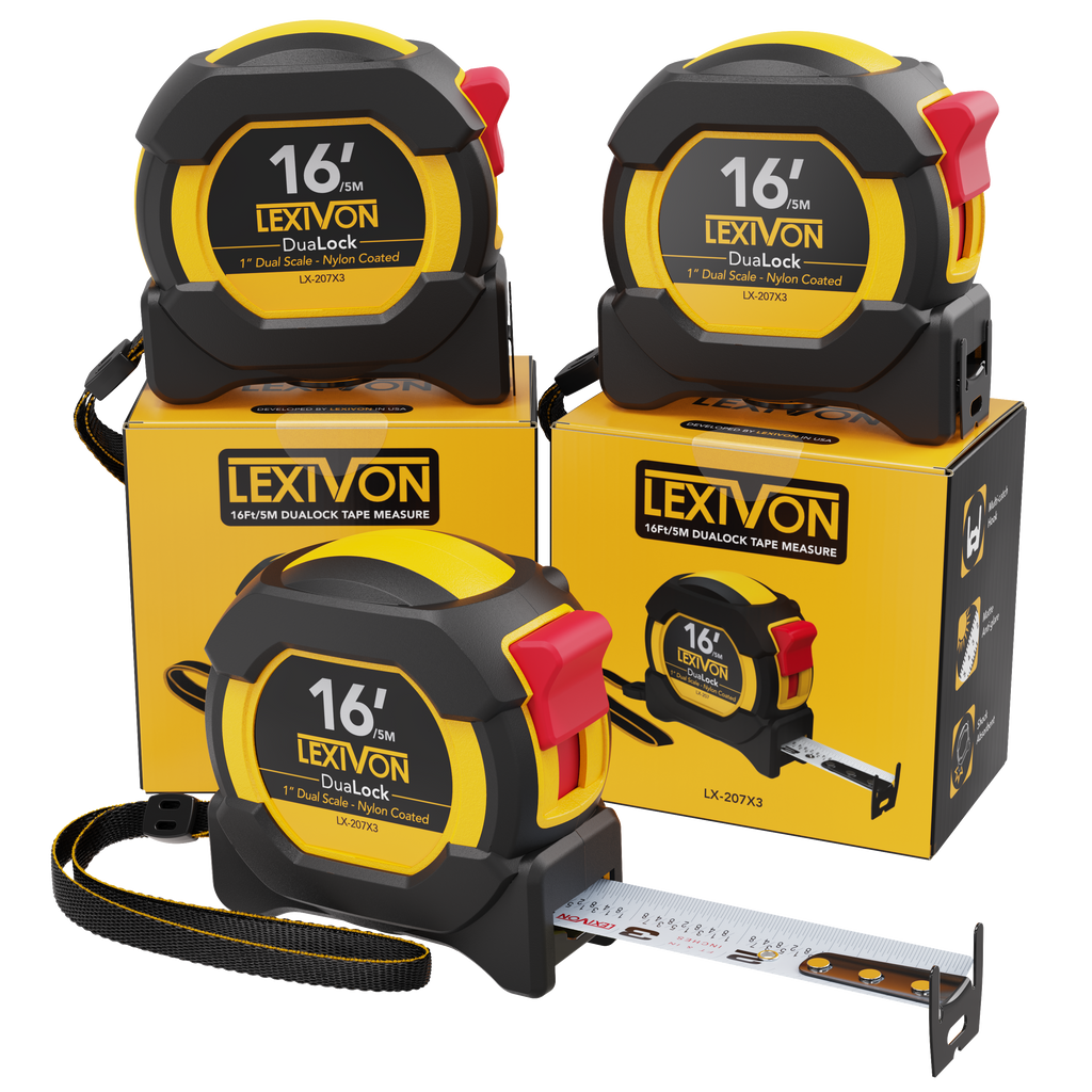 LX-207X3 [3-Pack] 16Ft/5m DuaLock Tape Measure, image 1