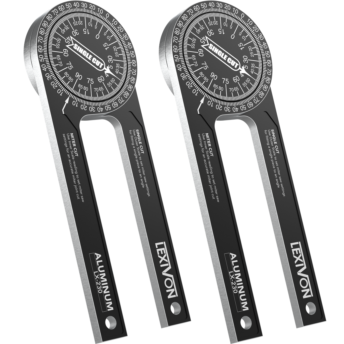LX-230X2 [2-pack] Aluminum Miter Saw Protractor, image 1