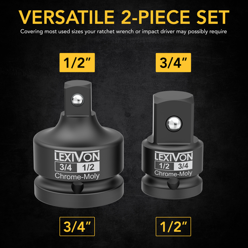 LX-403 1/2" & 3/4" Impact Socket Adapter, 2-Piece Set, image 2