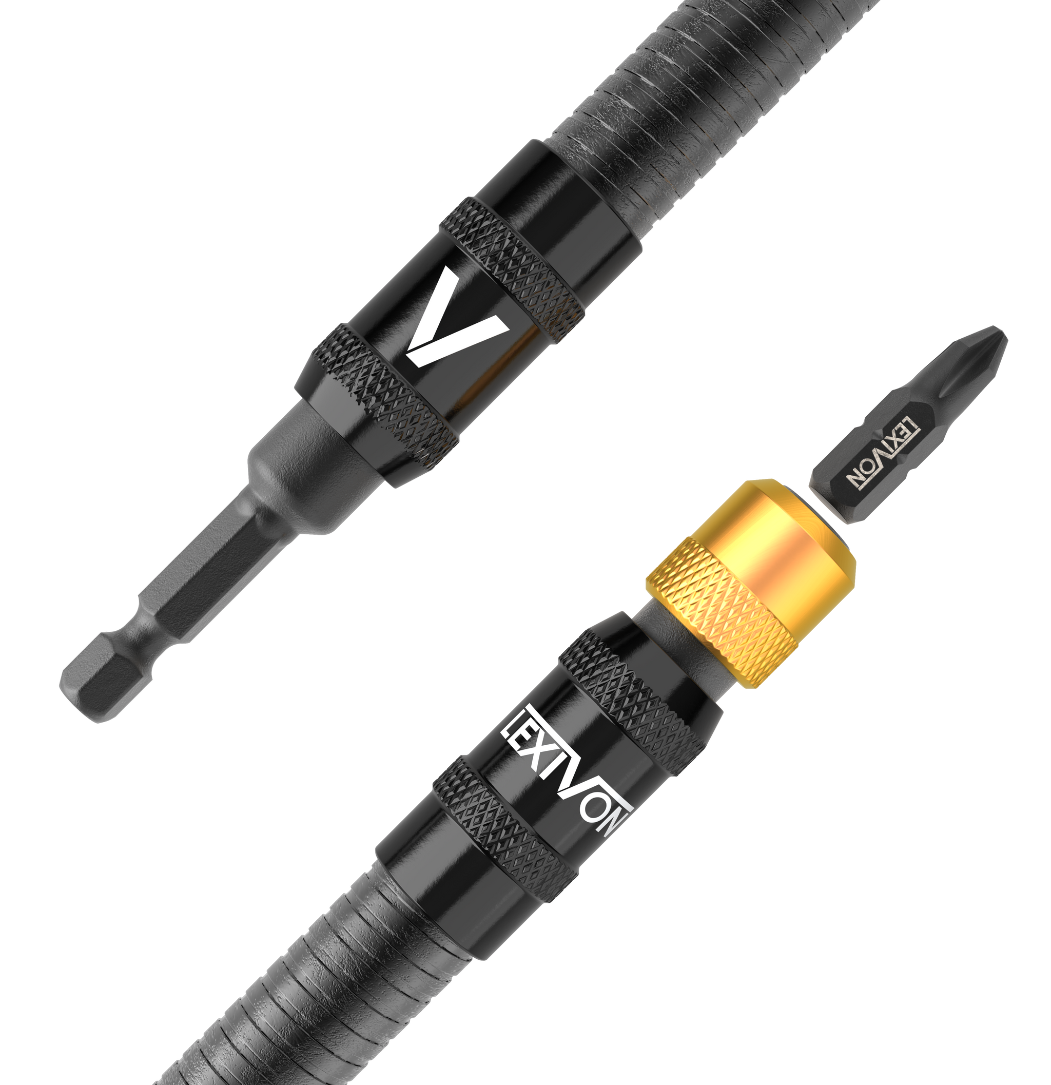 LEXIVON Drill Bit Holder, 12-Inch Flexible Extension, Quick