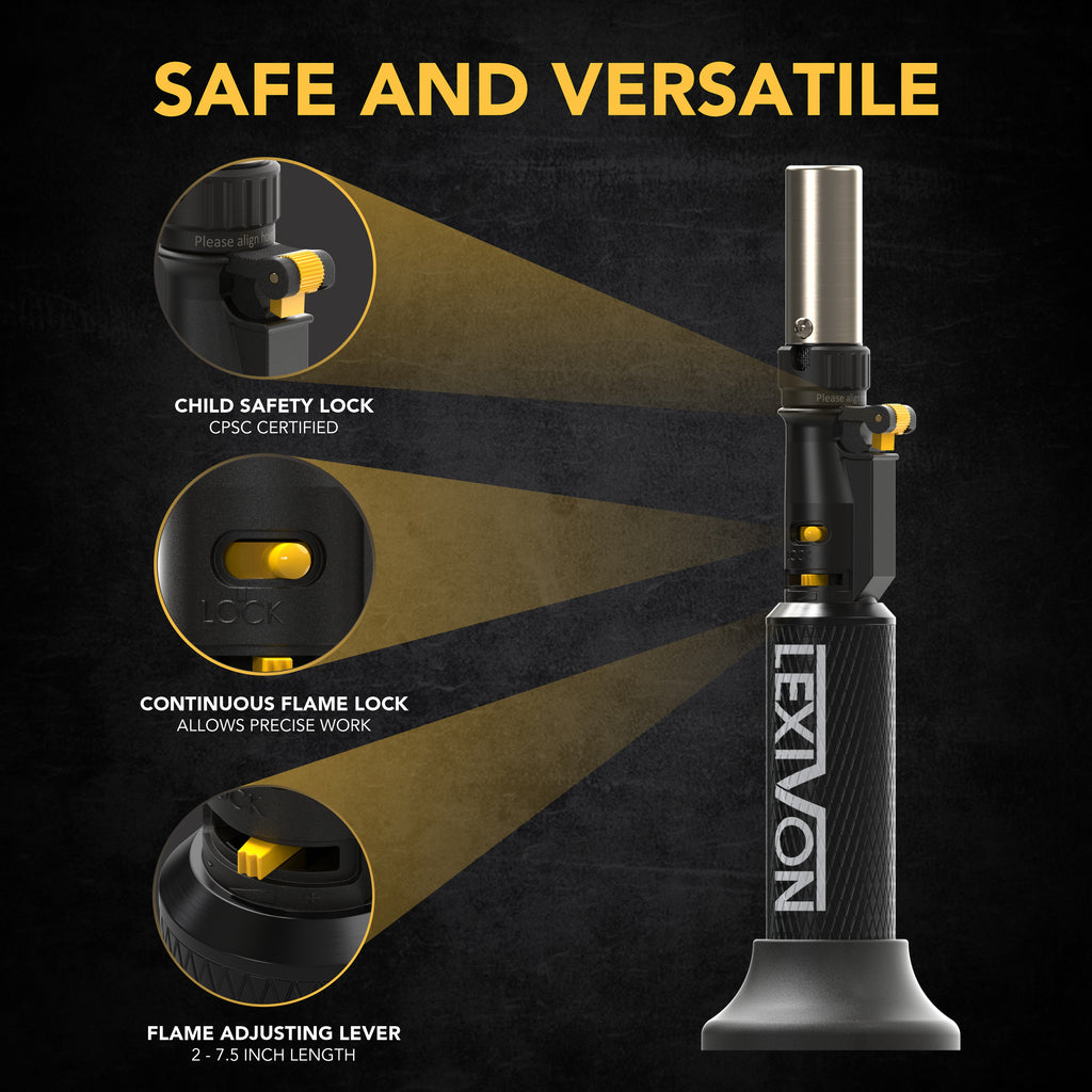 LX-760 Butane Blow Torch, Refillable Upright Lighter with Adjustable Flame and Pro-Grad, image 3
