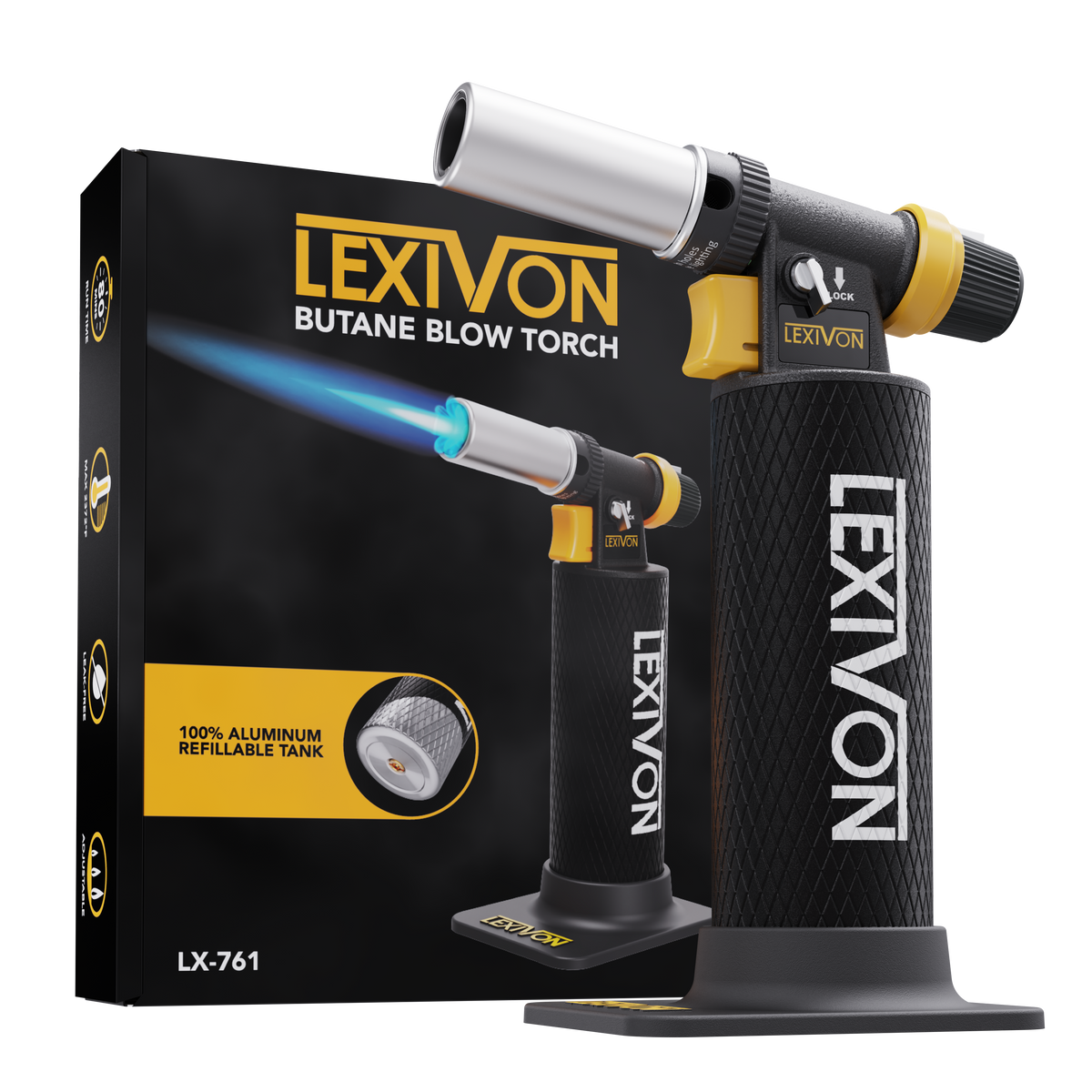 LX-761 Butane Blow Torch, Heavy-Duty Refillable Lighter with Adjustable Flame and Pro-G, image 1