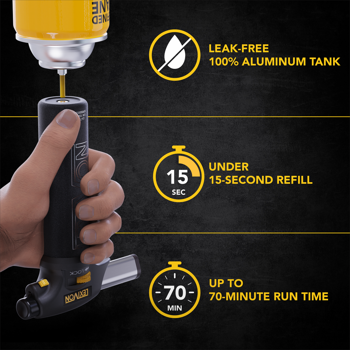 LX-775 Butane Torch Lighter, Refillable Kitchen Cooking Torch, image 4
